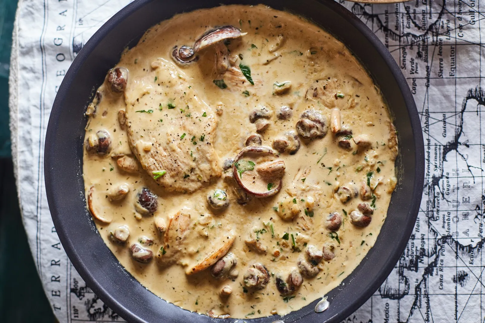 pulykasteak tejszínes gombával